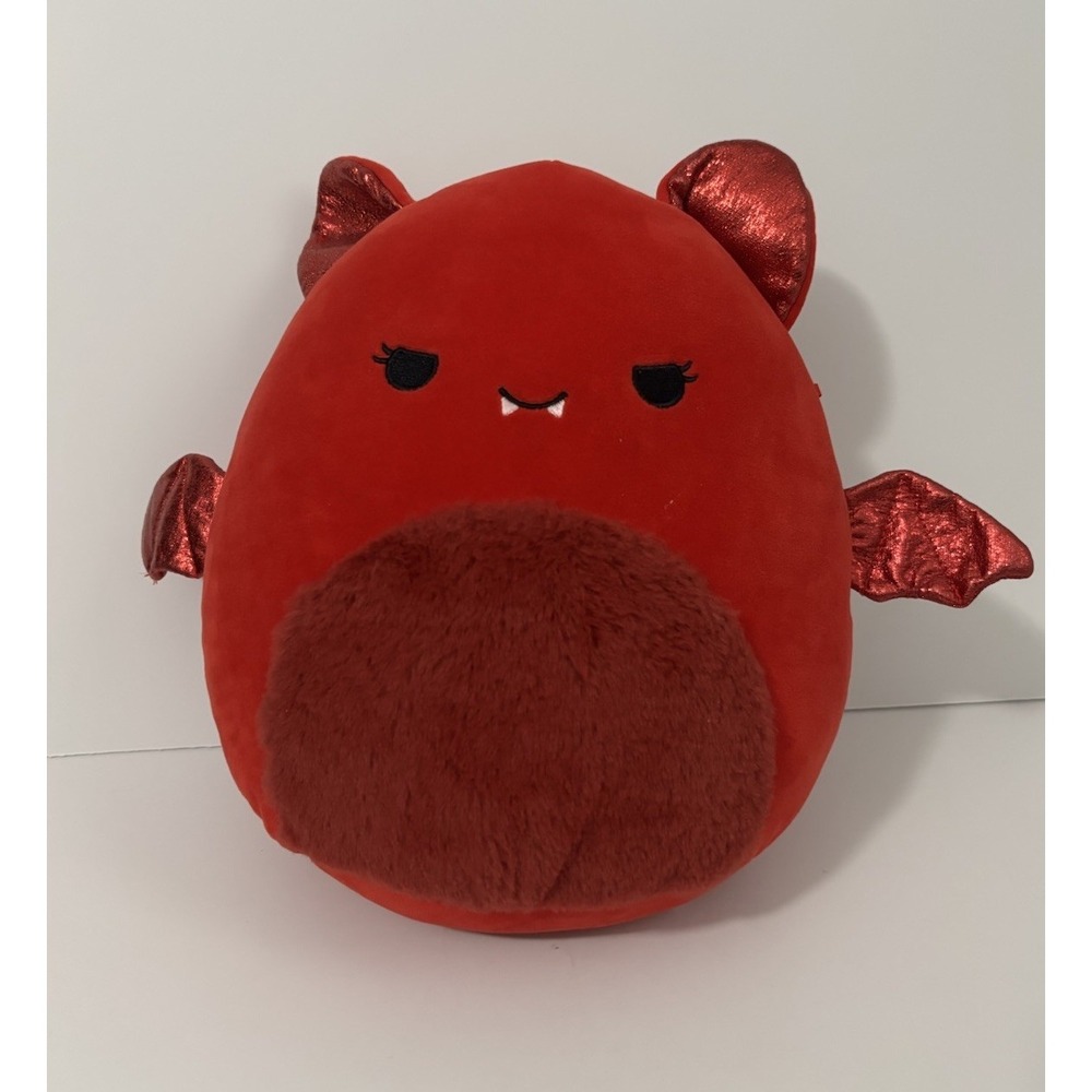 Squishmallows Valentine Bat 12" Red Metallic Wings and Ears Winking 2023 CUTE